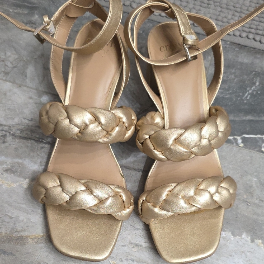 Chic Gold Braided Women's Sandals